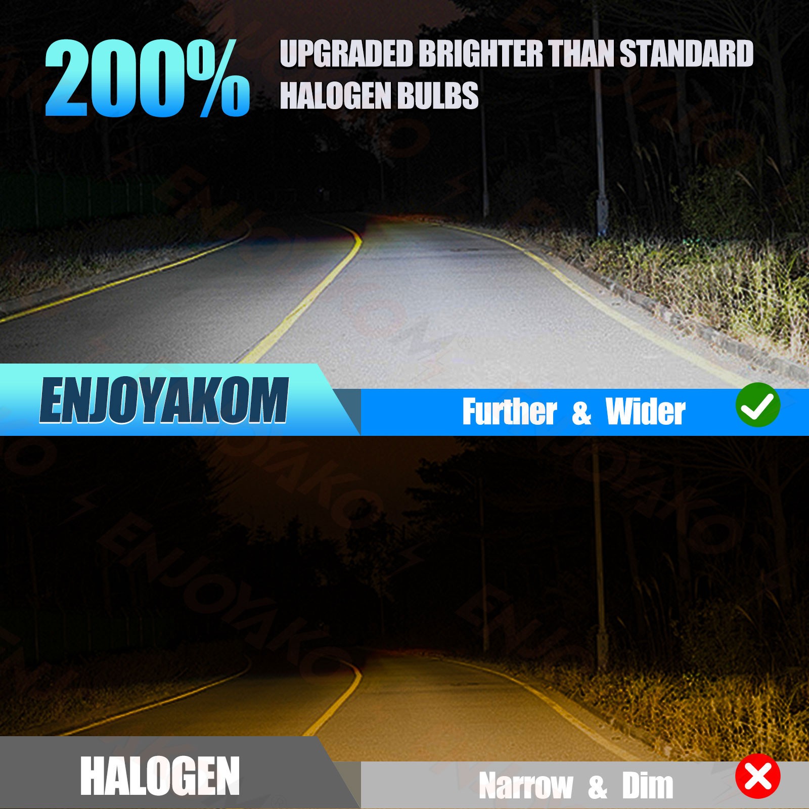 Halogen Headlight Bulbs Combo Kit 9005 + H11 High Low Beam 5K White Super Bright