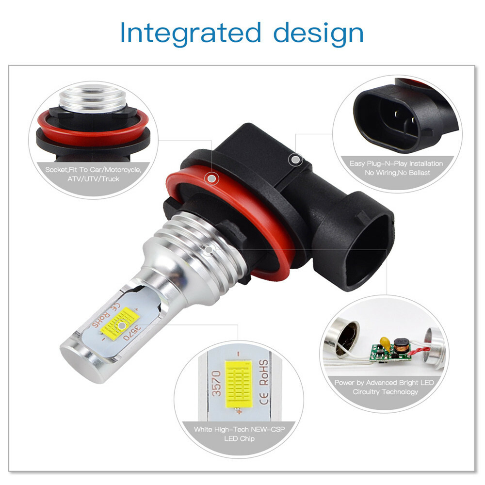 H11 LED Headlight Super Bright Bulbs Kit 6000K White 8000LM HIGH/LOW Beam