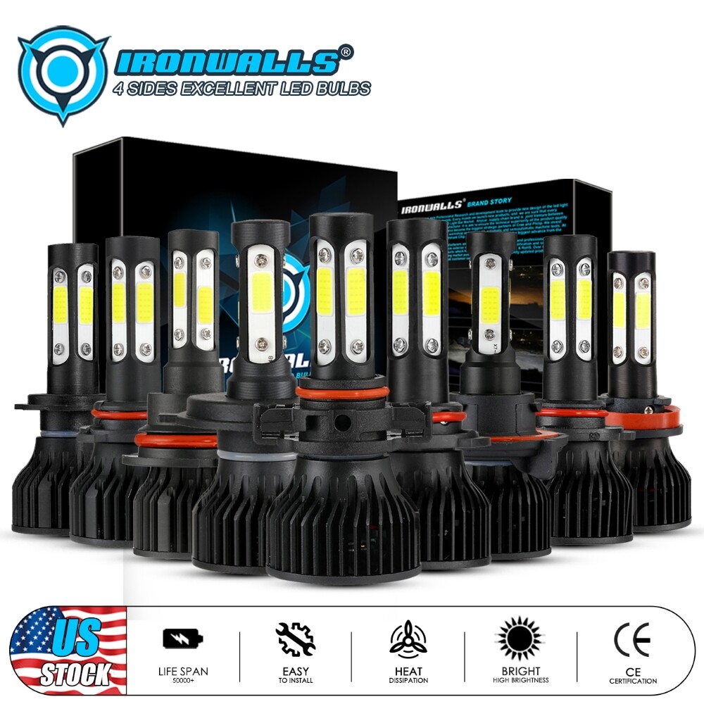 4-Side LED Headlight Fog Light H11 9006 H4 H7 9005 9004 9007 880 H13 5202 Canbus