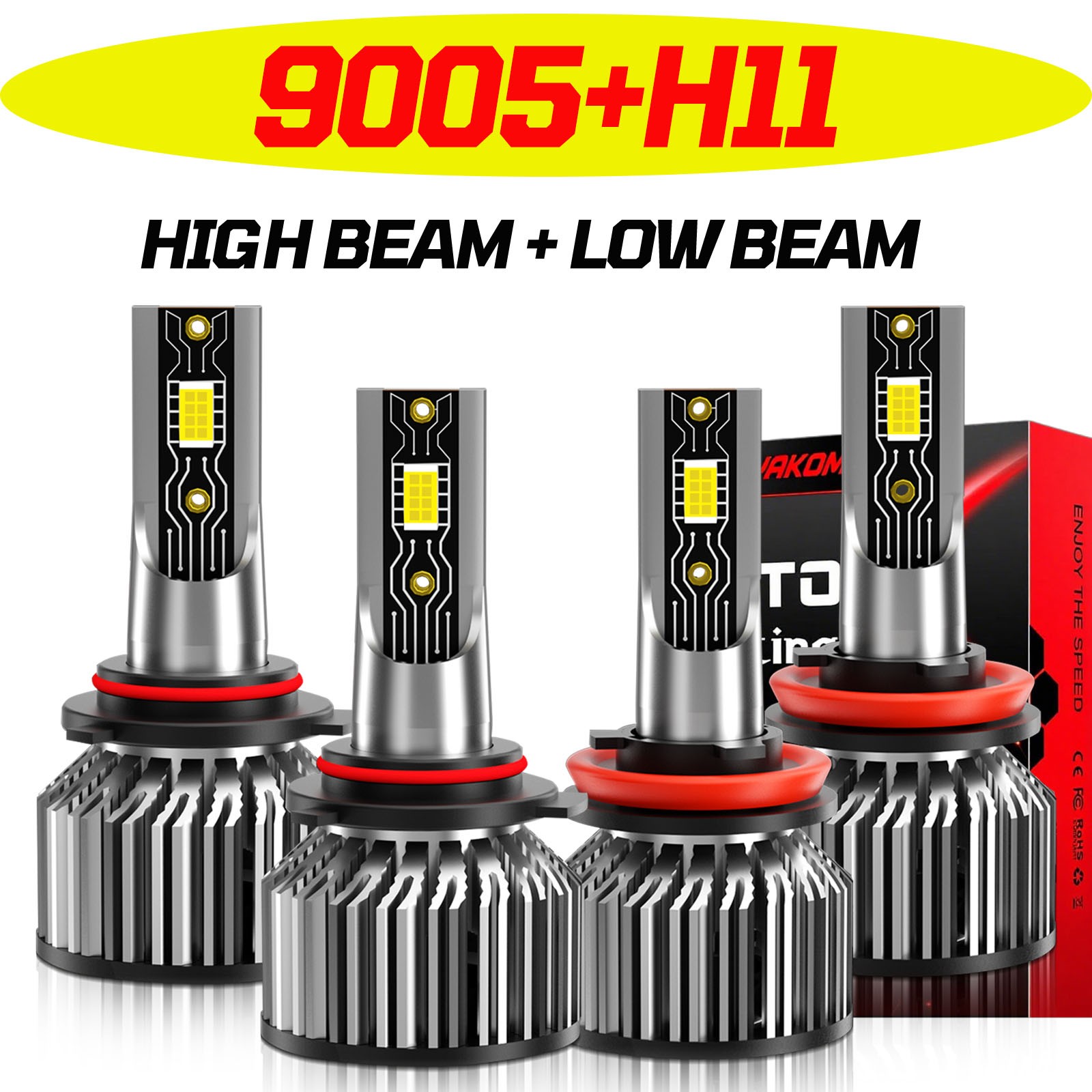 Front LED Headlights Bulbs High Low Beam For Chevy Silverado 2500 HD 2007-21