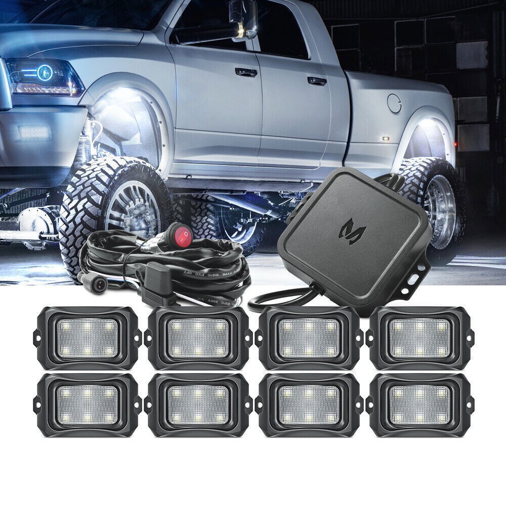 MICTUNING C2 Curved RGBW LED Rock Lights – 8 Pods Multicolor Neon LED Light Kit