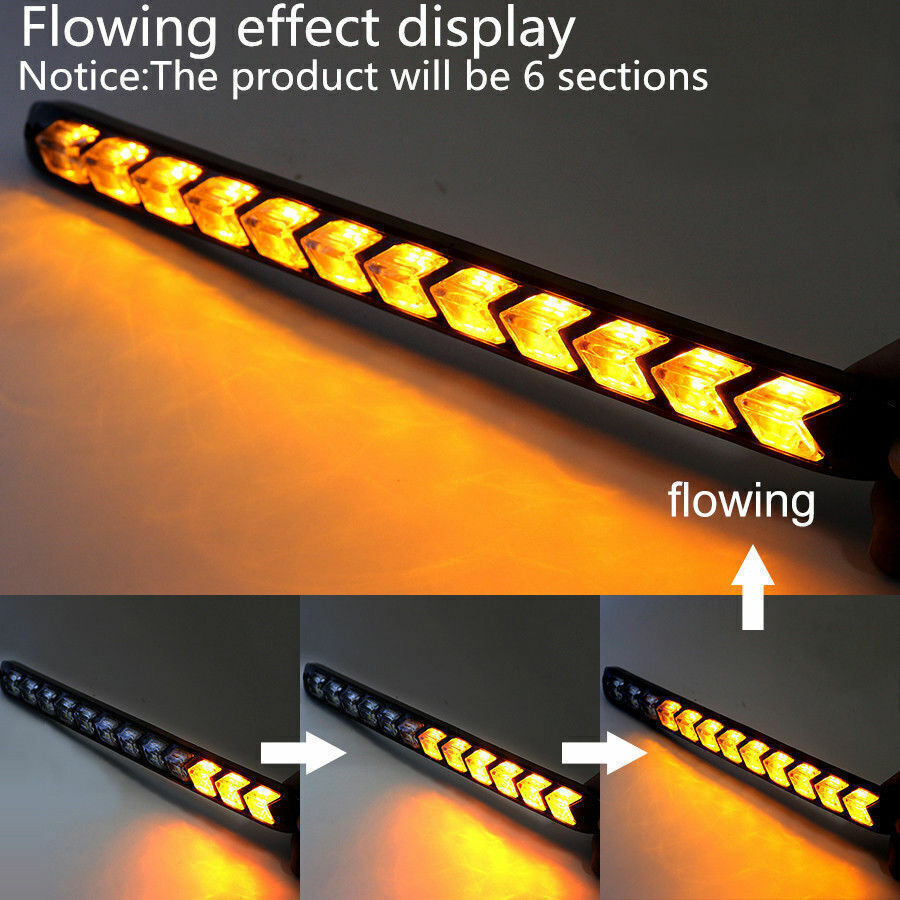 White Amber Flowing Strip DRL Arrow Flasher Dynamic Turn Signal Light 12 LED