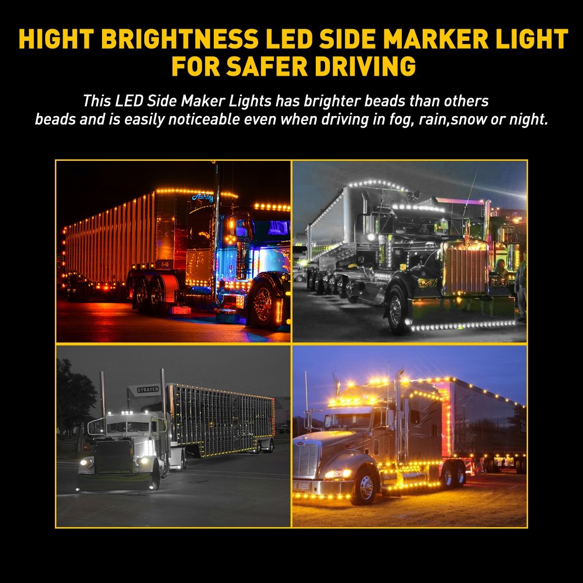 20x 12V Amber White Side LED Marker Lights Truck Trailer Round Bullet Dual Color