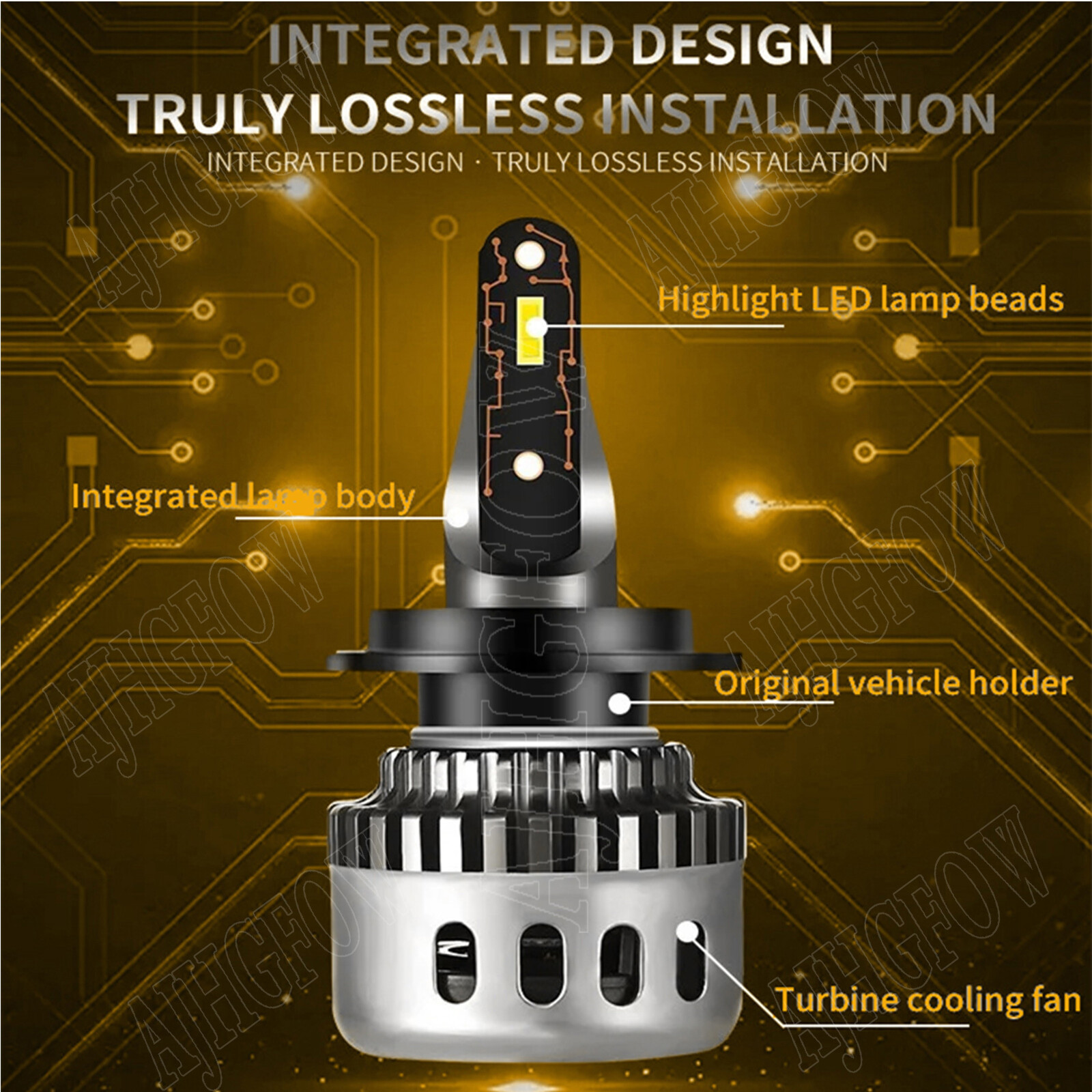 For Honda Accord 2013-2015 LED Headlights Bulbs Kit High/Low Beam + Fog Light
