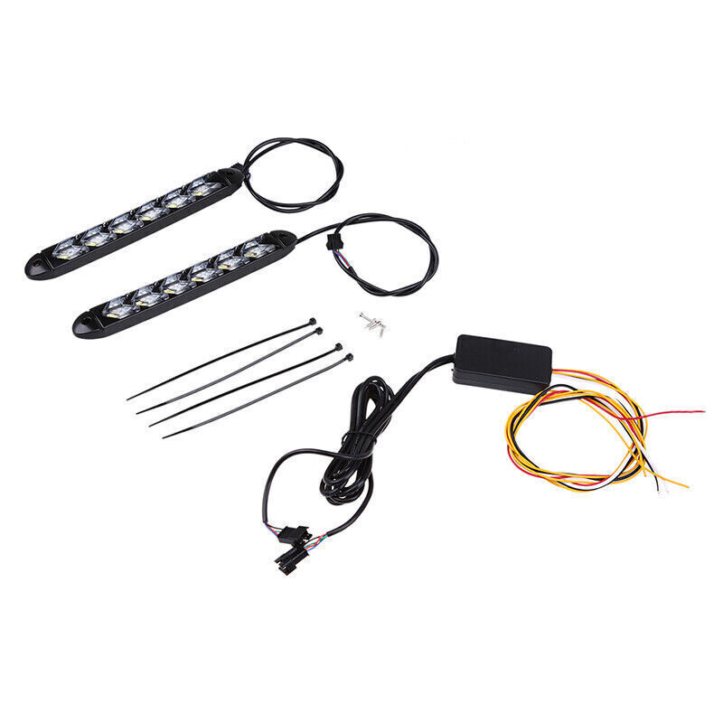 White Amber Flowing Strip DRL Arrow Flasher Dynamic Turn Signal Light 12 LED