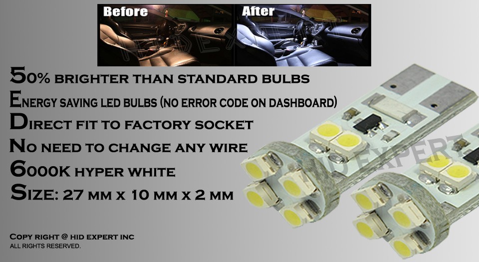 4pc T10 Canbus No Error 8 LED Chip White Plugin Front Side Marker Light Bulb D66