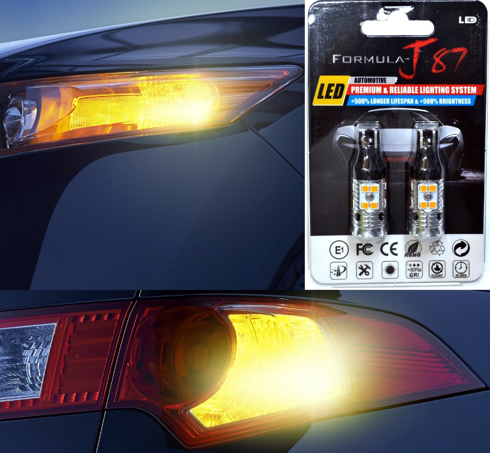 Canbus Error Free LED Light 916 Amber Two Bulb Rear Turn Signal Replace Upgrade