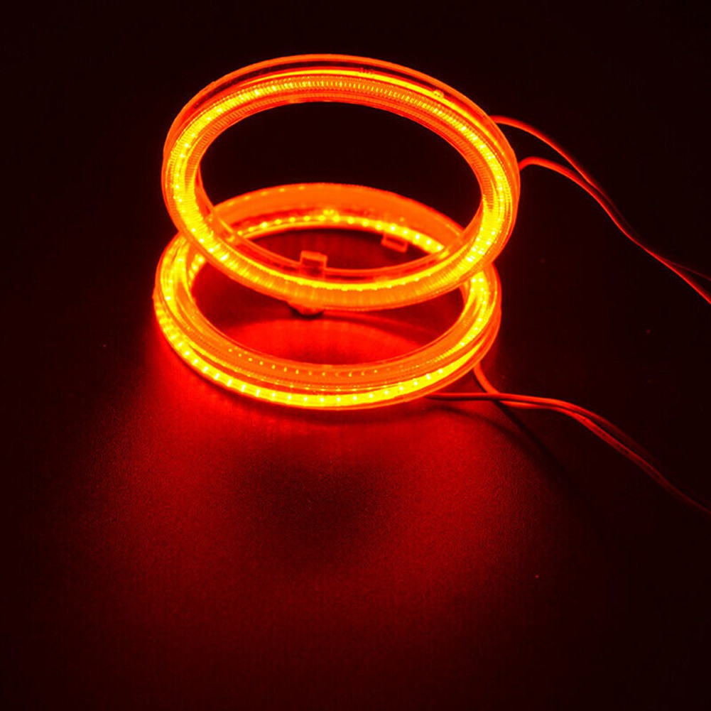 70MM DRL Fog Headlights Lamp COB Angel Eyes Halo Ring LED Light Red 2pcs 12V