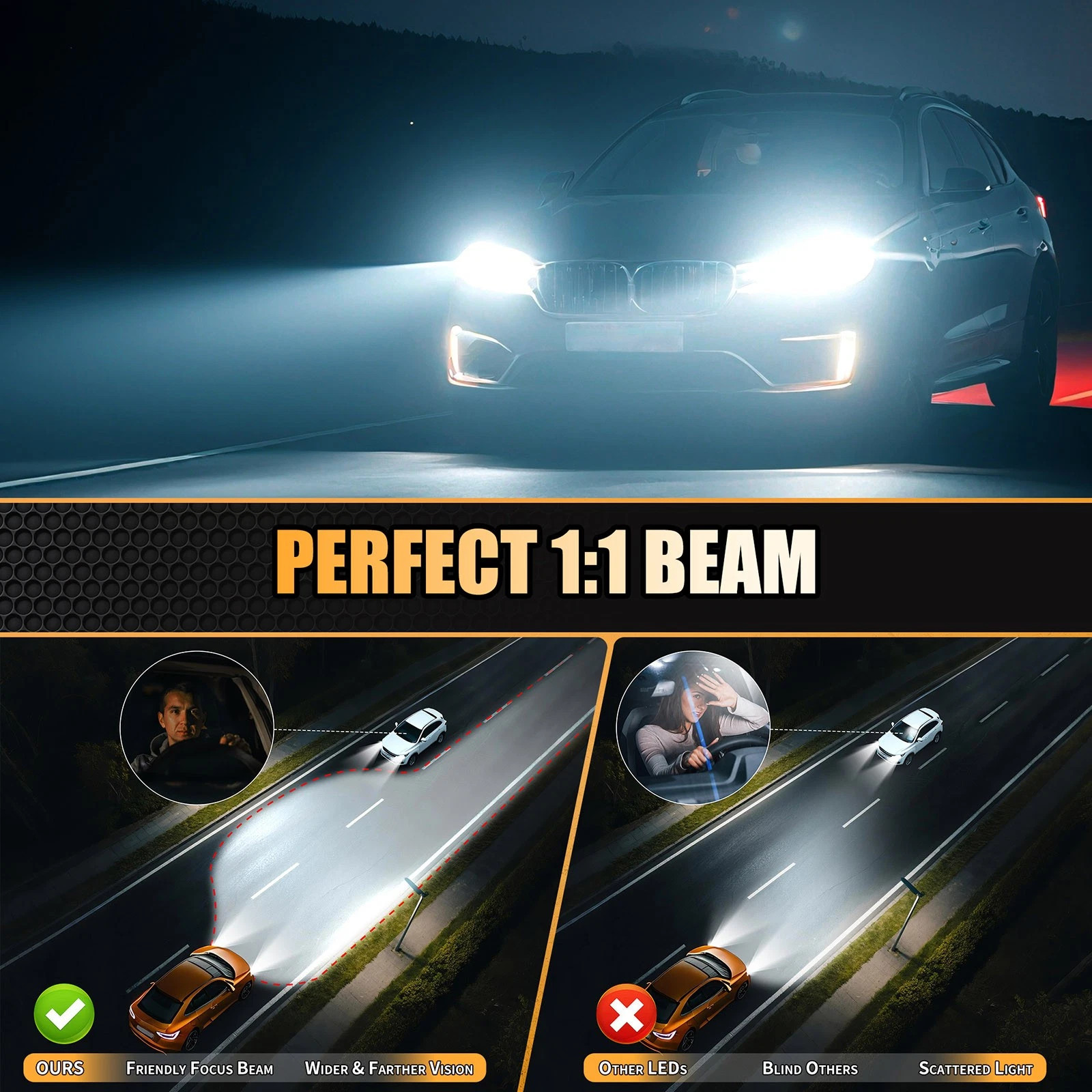 9006 9005 LED Headlight Kit Combo Bulbs 12000K High Low Beam Super Bright White