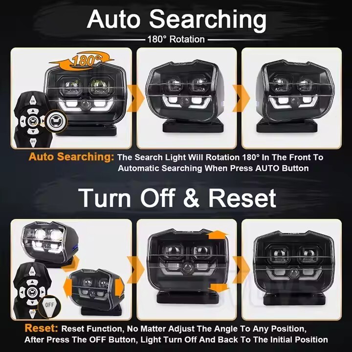 60W Searchlight 360 Degree Rotating Wireless Remote Control For Auto Moto roof