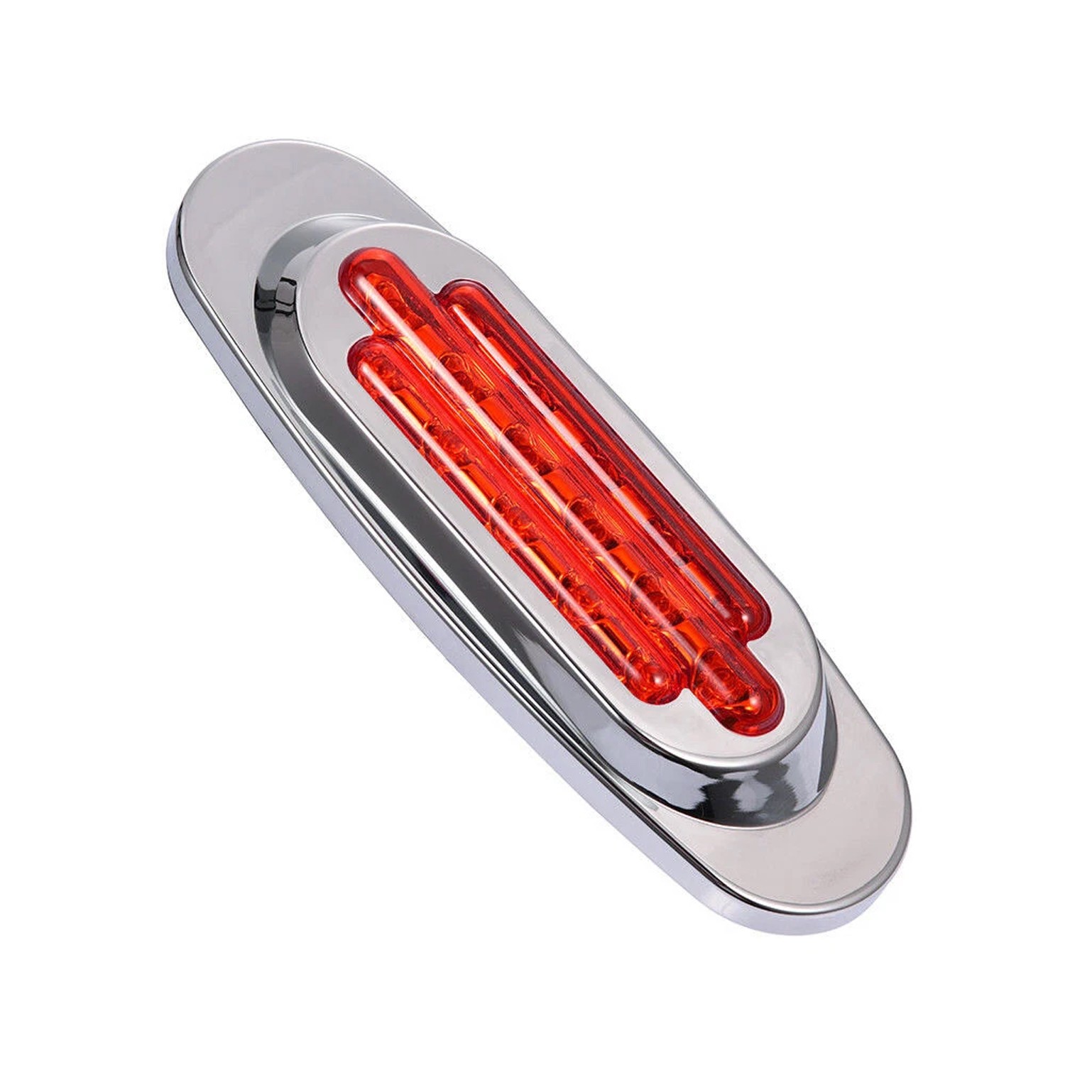 10x Truck Parts 6.5″ Inch Red LED Chrome Side Marker Lights Clearance Waterproof