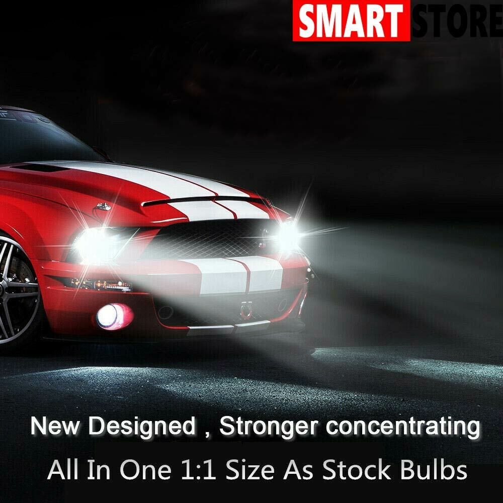 2PCS 4-Sided Headlight 9006 HB4 LED Bulb 2000W 300000LM Low Beam or Fog Light US