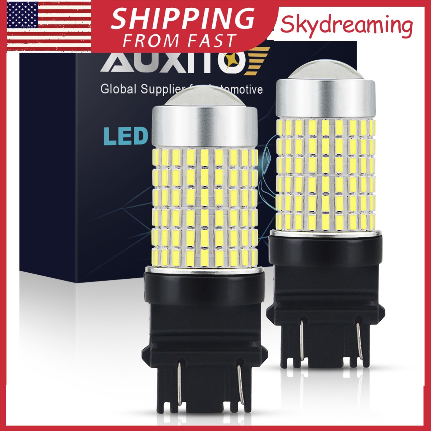 2X Reverse Backup Lights 3057 3157 4057 WHITE High Power LED Bulbs 2800LM 144H F