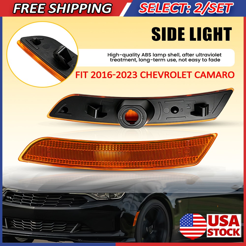 4x For 2016 17-2023 Chevrolet Camaro Side Marker Light Covers Driver & Passenger