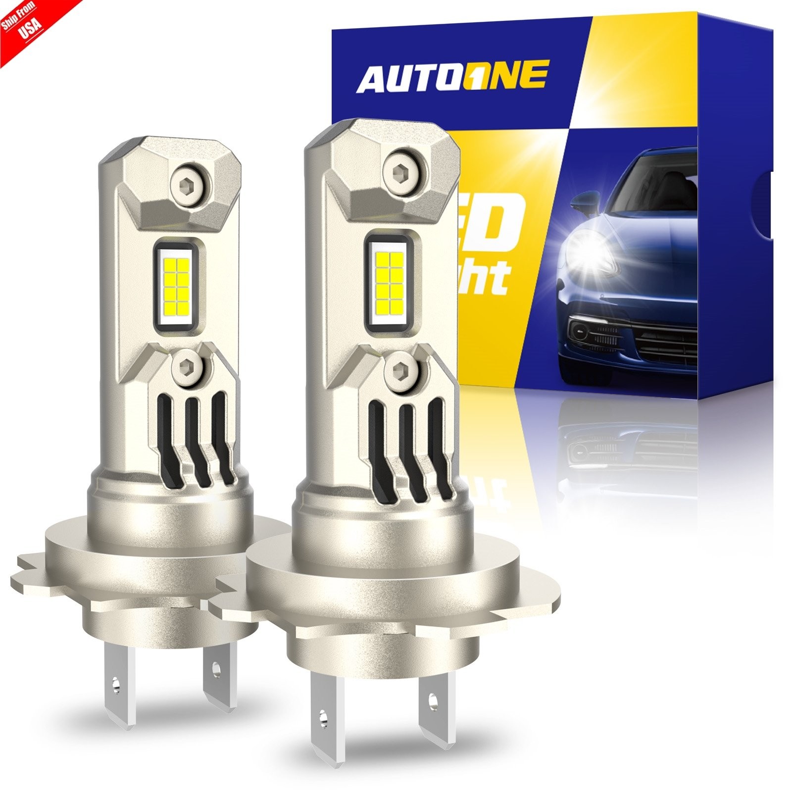 AUTOONE H7 LED Headlight Bulbs Conversion Kit Hi/Low Beam 6000K Super White 10S