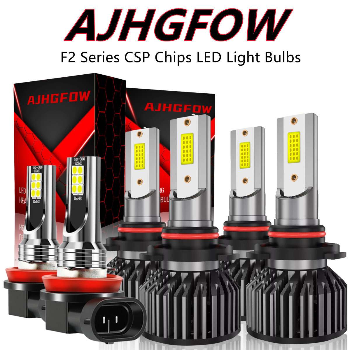 For Honda Civic 2007-2011 Sedan 4Dr Replacement LED Headlights Fog Bulbs 6000K