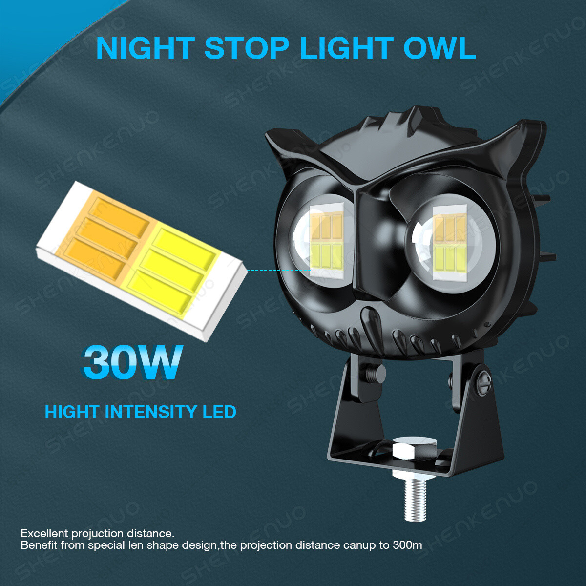 Owl LED Work Light Bar Fog Driving Spot Pods Off Road SUV ATV Truck Yellow White