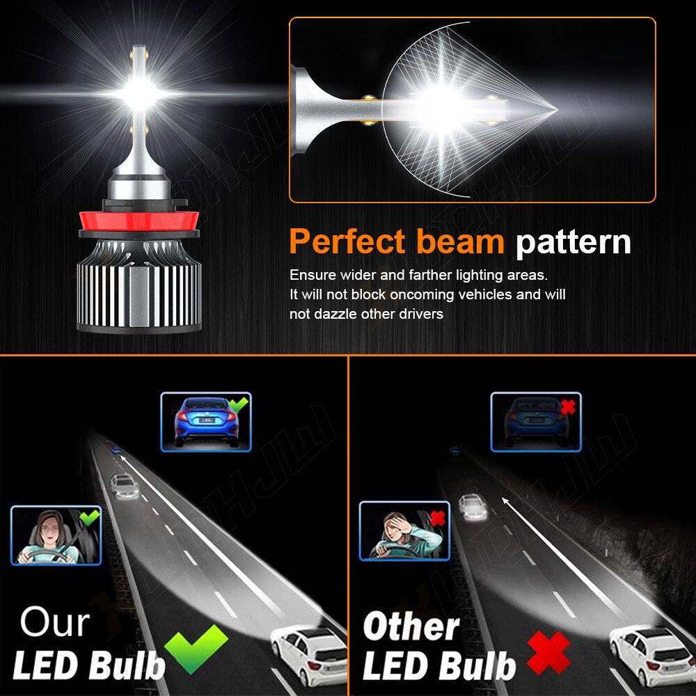 4PCS Combo 9005+H11 WHITE 6000K LED Headlight Bulbs Kit 120W High Low Beam