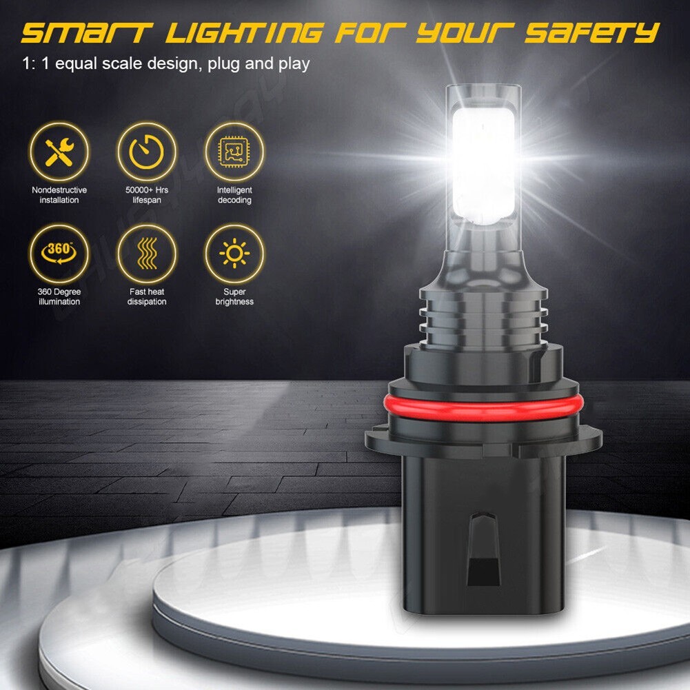 LED Car Headlights Internal Drive Single Beam White Light 2Pcs 50000hrs