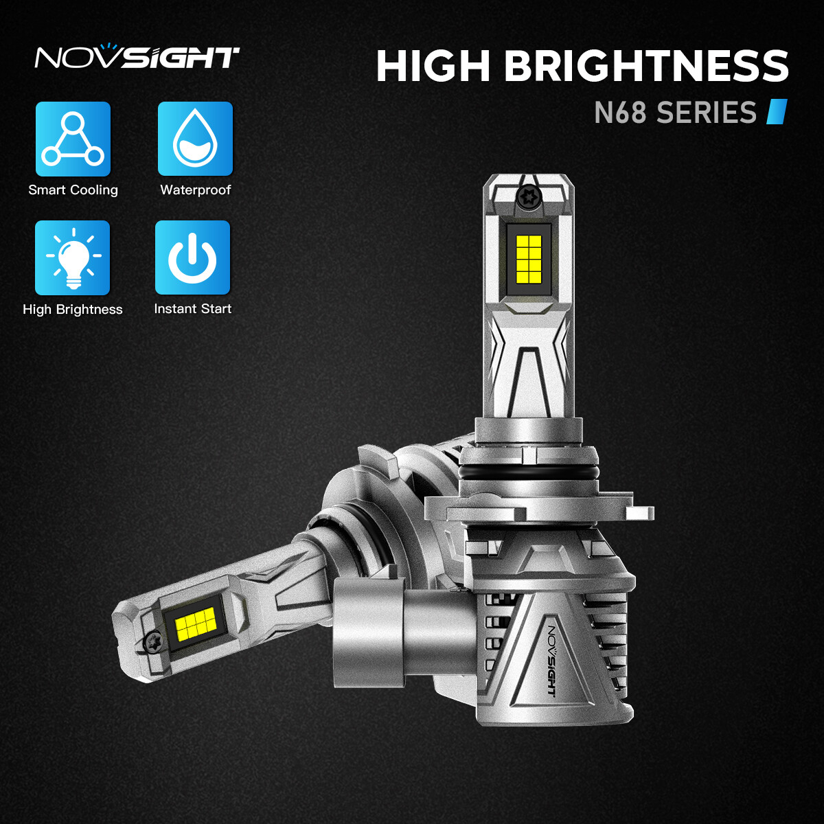 NOVSIGHT 9006 LED Headlight Bulbs Low Beam Super Bright 60W 15000LM 6500K White