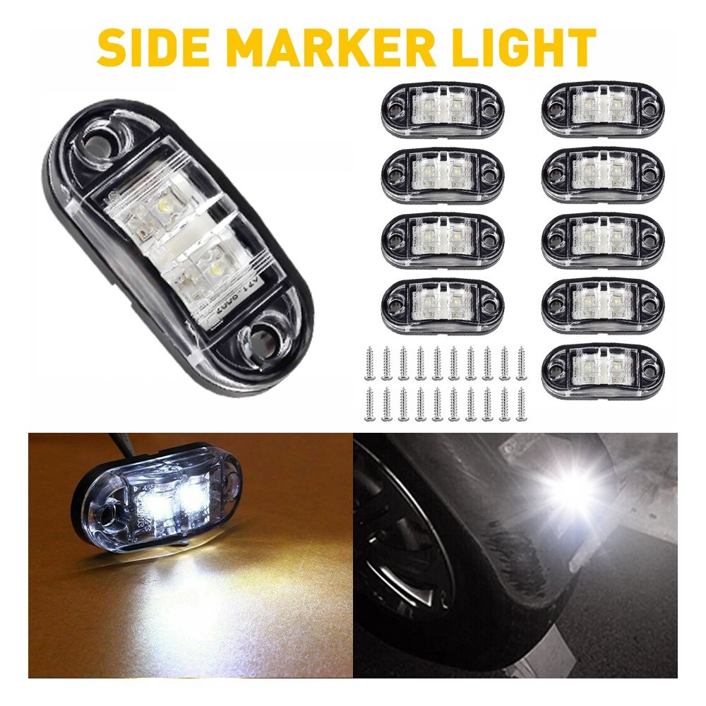 10x Pure White LED Light Thin Clearance Side Marker Light Lamp 2.5″ Bright CUS