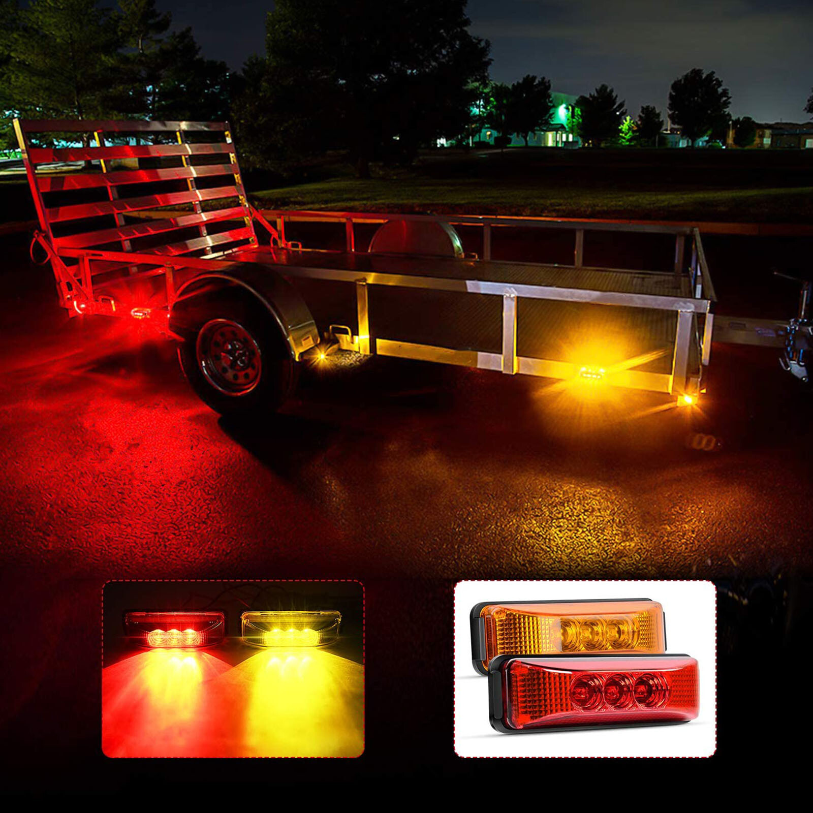 4x Amber Red 3LED Side Marker Lights RV Truck Trailer Clearance Light Waterproof
