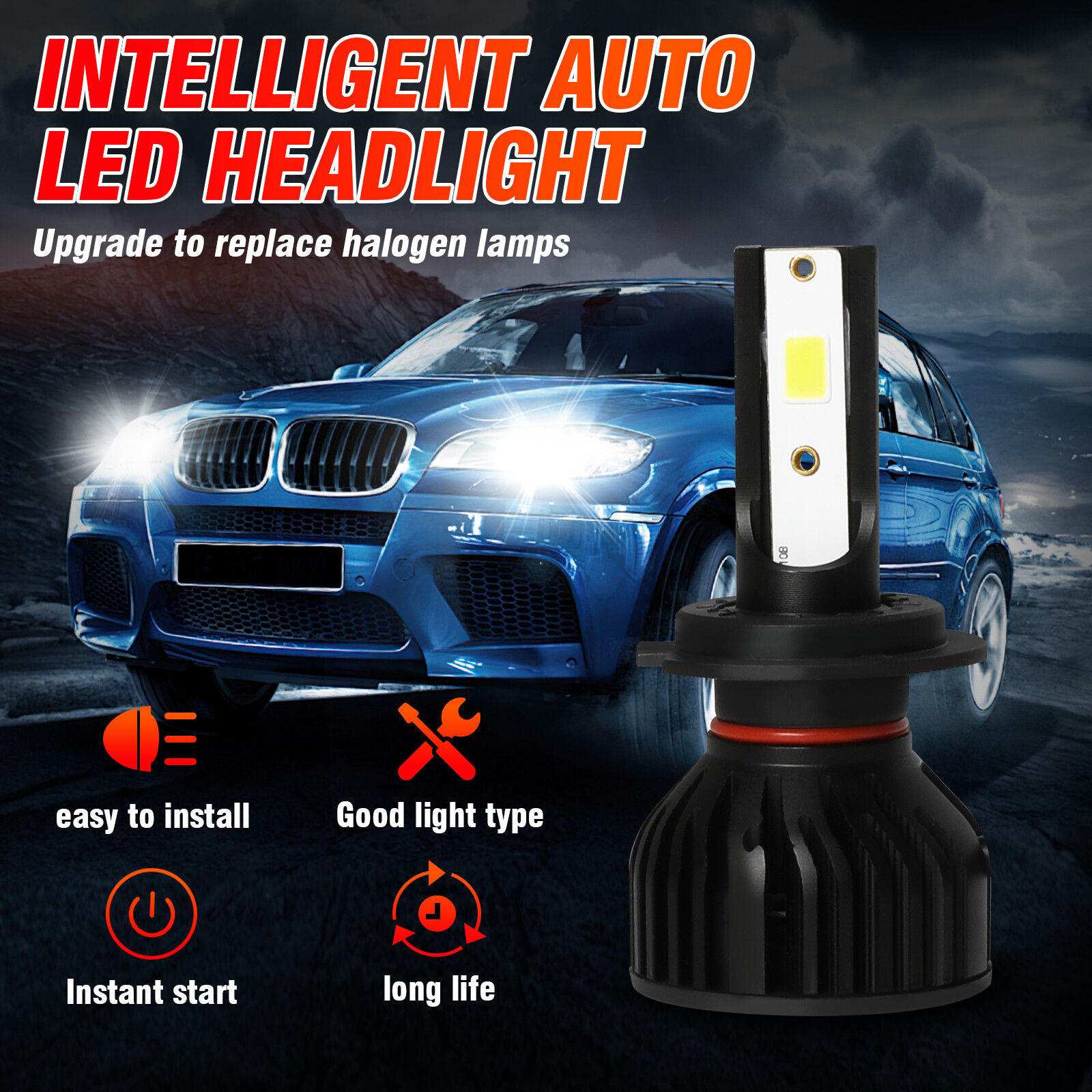 H7 H11 LED Headlight High Low Beam 50W 7000LM Bright White Replace Bulbs 4Pcs