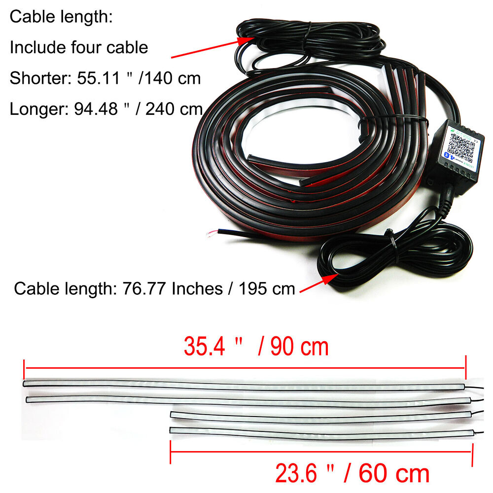 For Tesla Model 3/Y/X/S 4Pcs RGB LED APP Control Underbody Chassis Light Strips