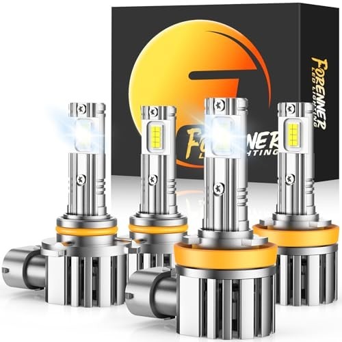 900% Bright H11 9005 LED Bulbs Combo, 6500K Cool White, Mini Size, Waterproof, P