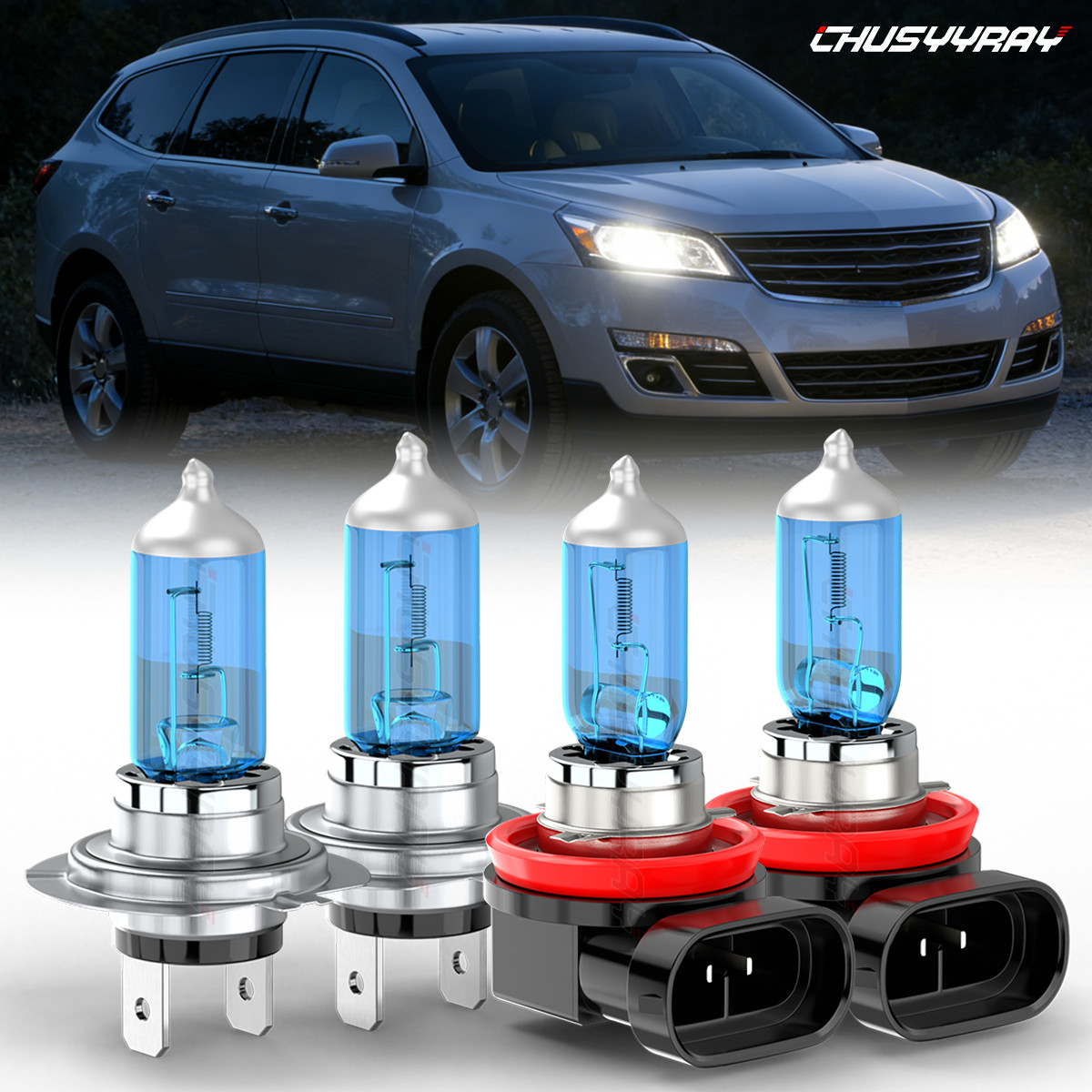 H11 H7 Halogen Headlight Super Bright Bulbs Kit 5000K White 4000LM High/Low Beam