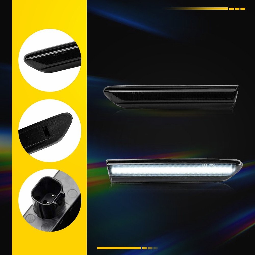 2pcs Smoked Lens White Fender LED Front Side Lights Marker For 2004-08 TL Acura