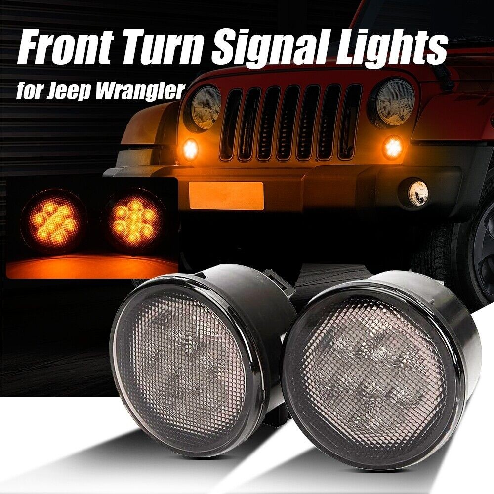 4PCS/ 7″ Round LED Headlights + Turn Signal Lamps Kit For Jeep Wrangler JK 07-18