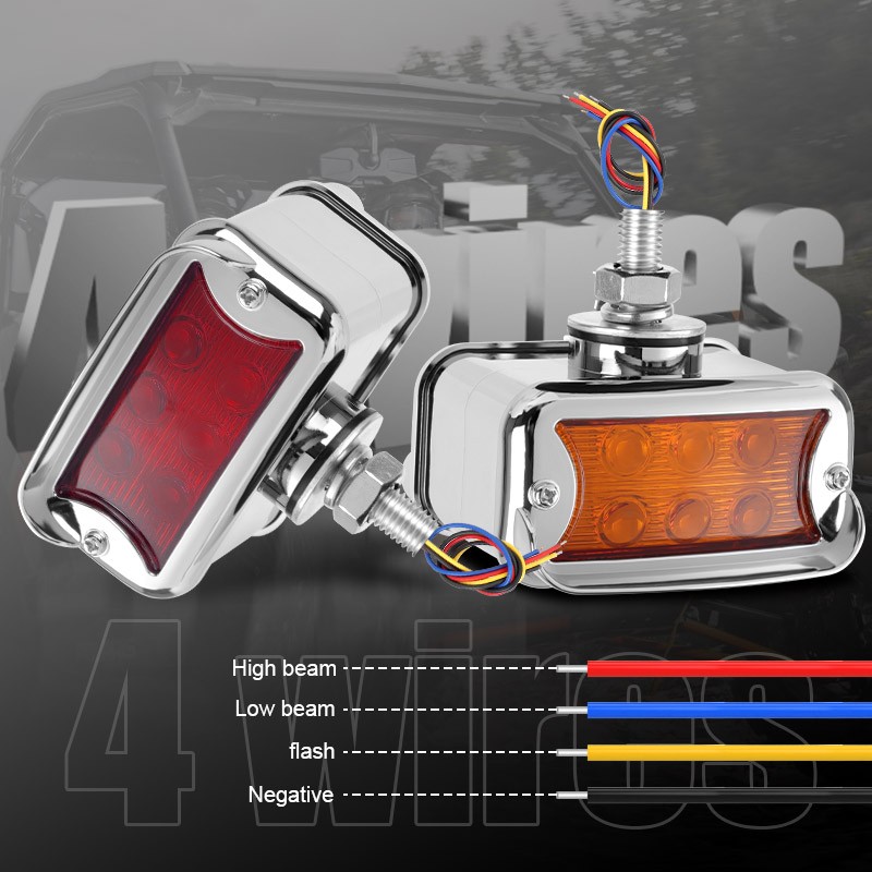 2X 57 LED Red/Amber Fender Semi Truck Pedestal Lights Turn Signal Tail Dual Face