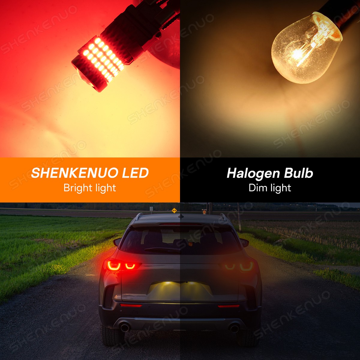 2PCS 3157 LED Red Strobe Flash Blinking Brake Stop Tail Light Parking Bulb Lamp