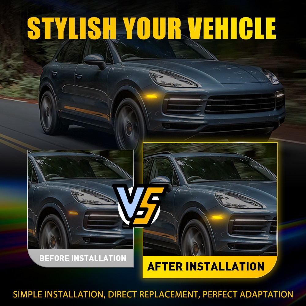 Front Left Right Smoked LED Side Marker Signal Light For Cayenne 958.2 2015-2019