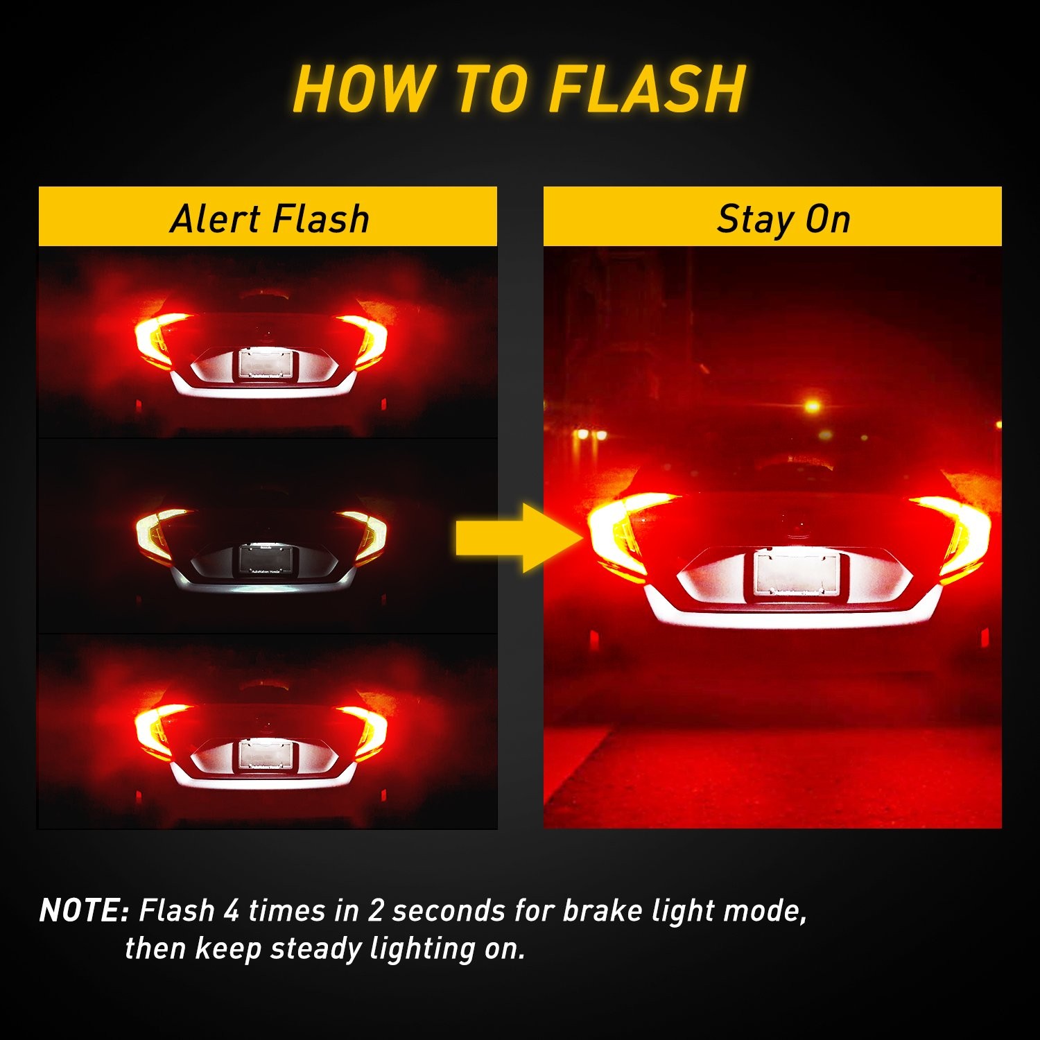 7443 7440 LED Strobe Flash Blinking Brake Stop Tail Parking Light Bulbs Red 2F23