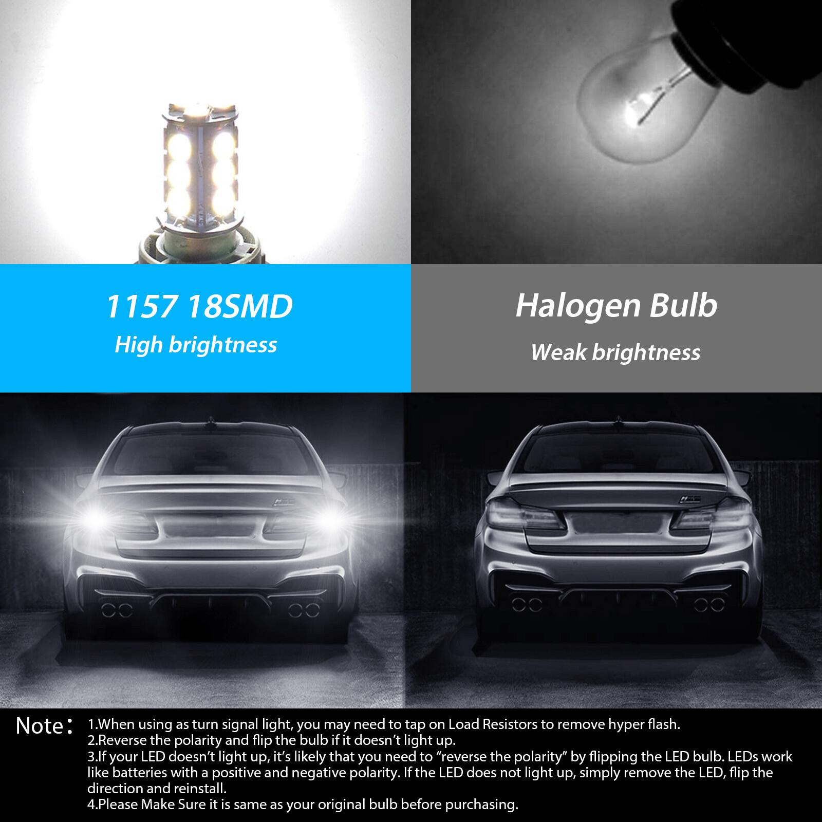 20x Super White 1157 BAY15D 18SMD RV Camper Trailer LED Interior Light Bulbs 12V