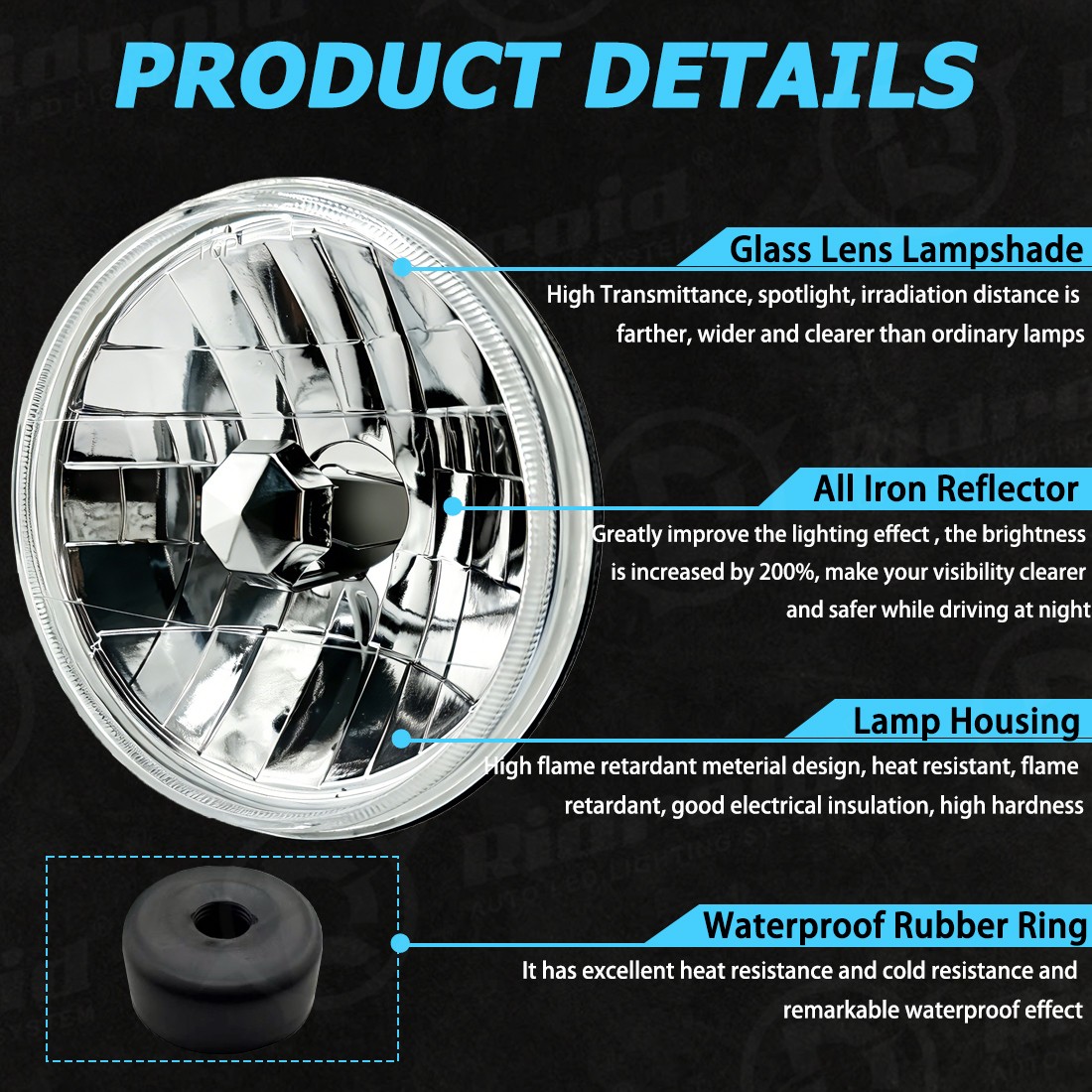 For 1967-1972 Chevy C10 Pair 7 inch LED Headlights Round DOT Approved Hi/Lo Lamp
