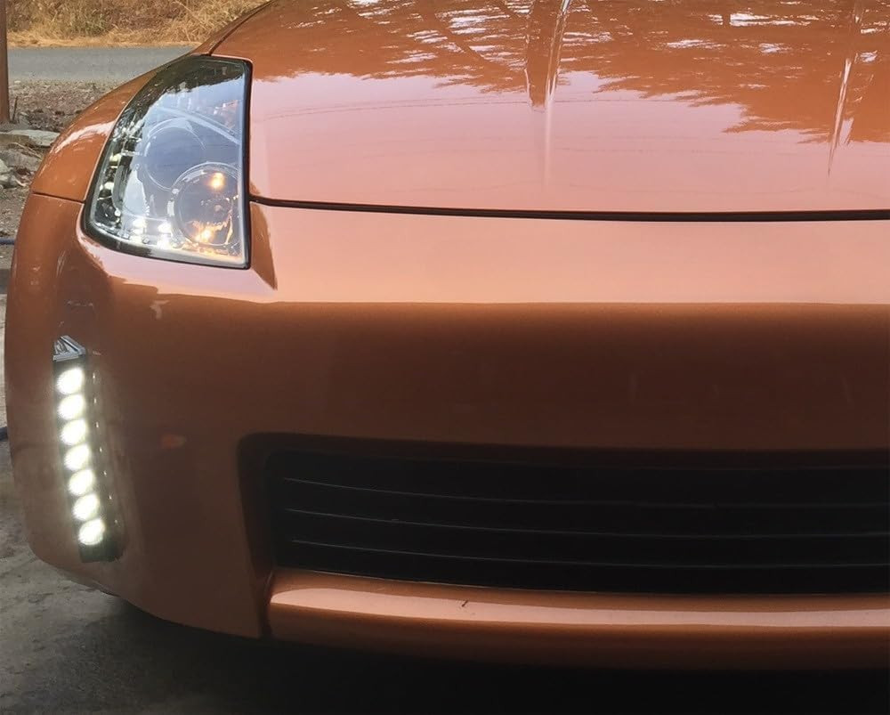 For 2003 2004 2005 Nissan 350Z LED DRL Gray Lens Fog Lights Lamps w/wiring