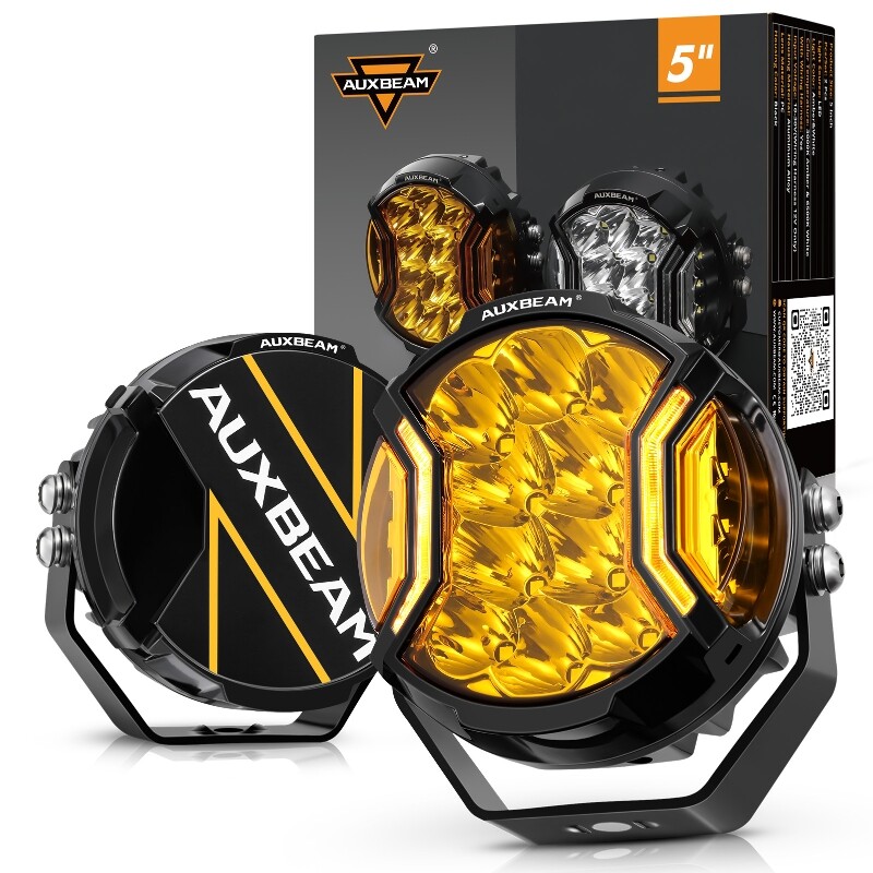 AUXBEAM 2X 5 INCH LED Side Shooter Pod SpotLights DRL Amber Driving Lights 174W