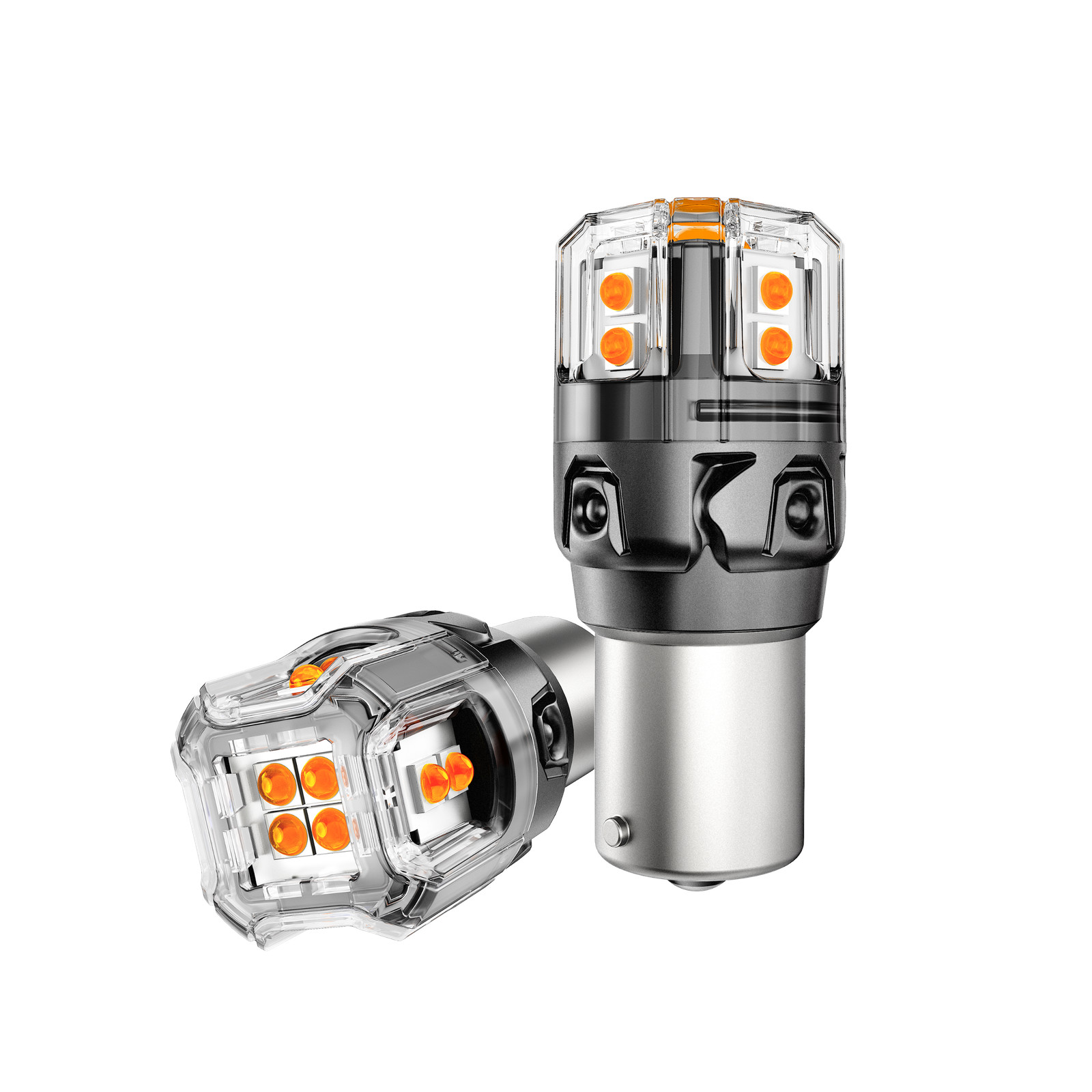 AUXBEAM Canbus 1156 BA15S LED Turn Signal Light Bulb Error Free 3000K Amber