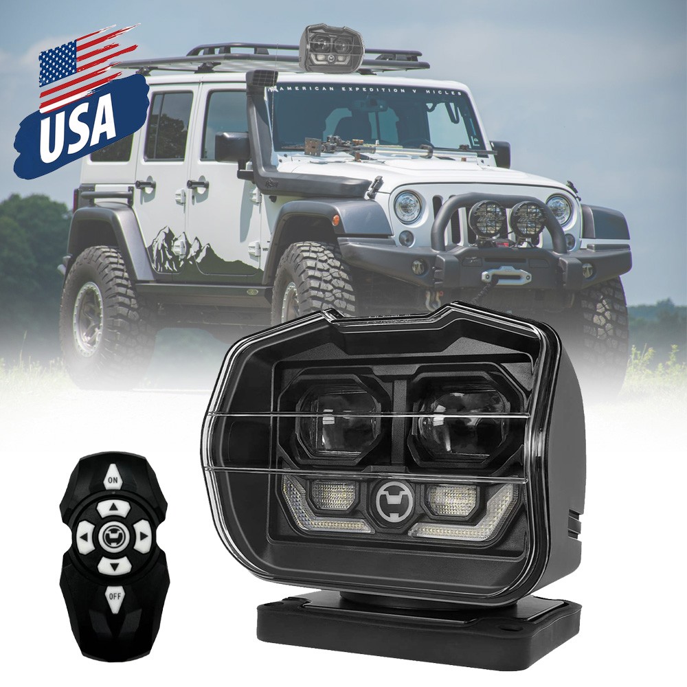 60W Searchlight 360 Degree Rotating Wireless Remote Control For Offroad Truck