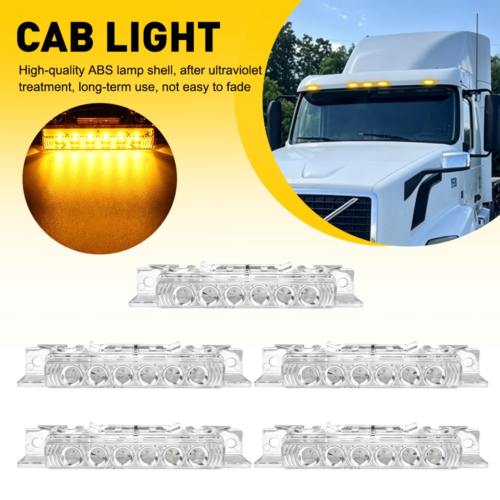 5X For Volvo 2004 VN/2003-2020 VNL Trucks Clear Lens LED Cab Roof Marker Lights