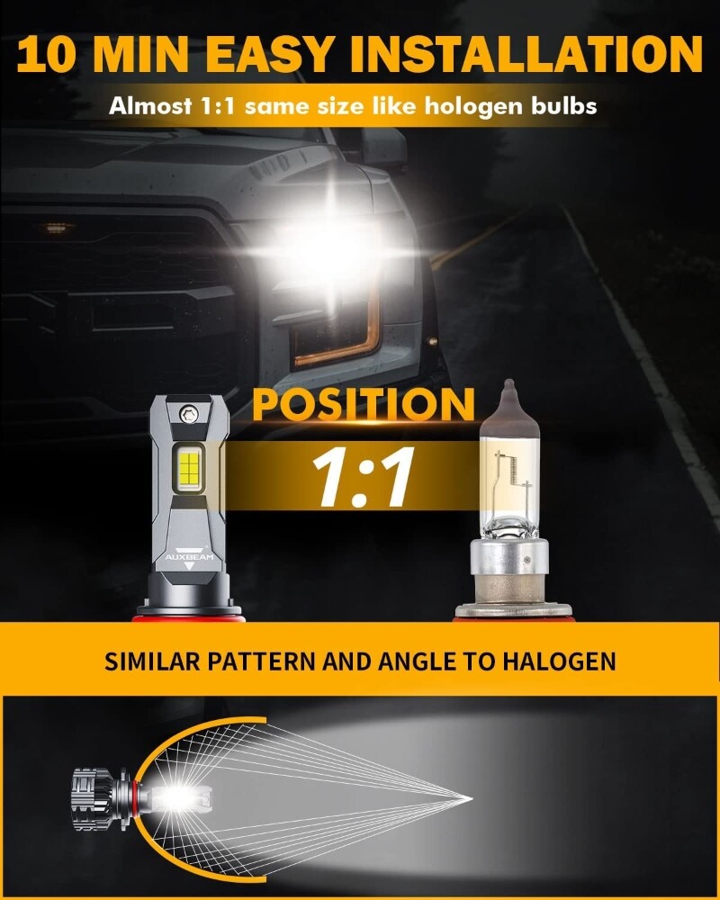 3Pairs AUXBEAM 9005+9006+H11 Canbus LED Headlight & Fog Bulbs Super Bright White