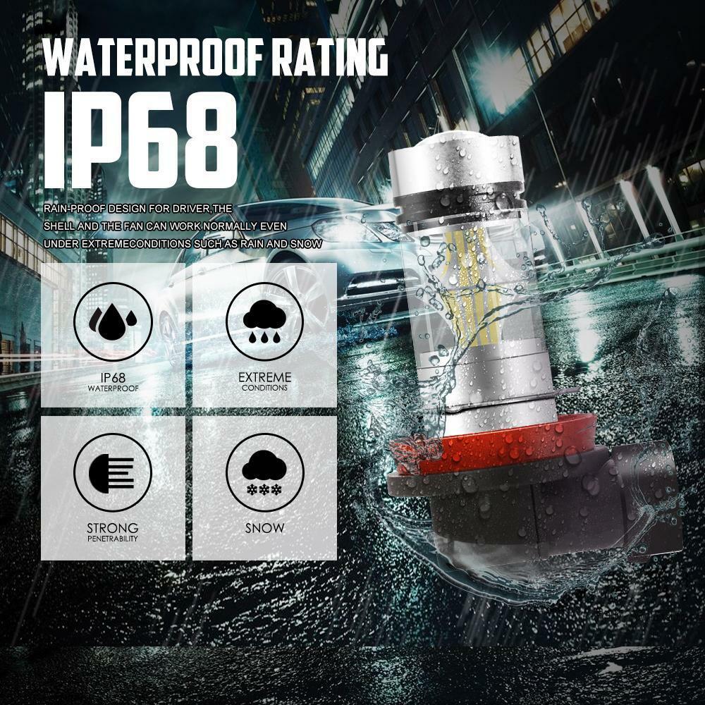 IRONWALLS H11 H8 H9 6000K White 100W High Power LED Fog Light Driving Bulb DRL