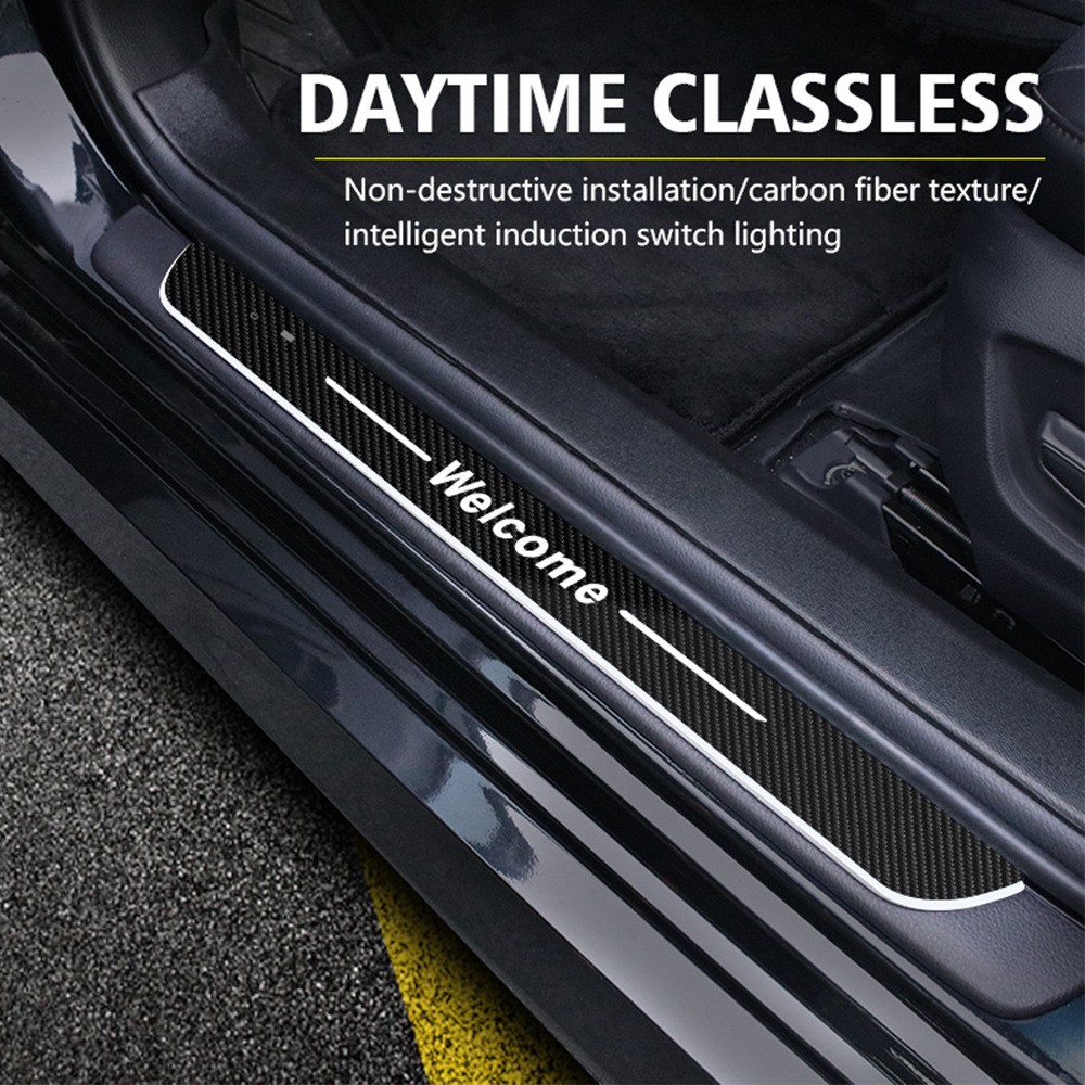 4x Car Door RGB Flowing Pedal Welcome Light USB Rechargeable Wireless Universal