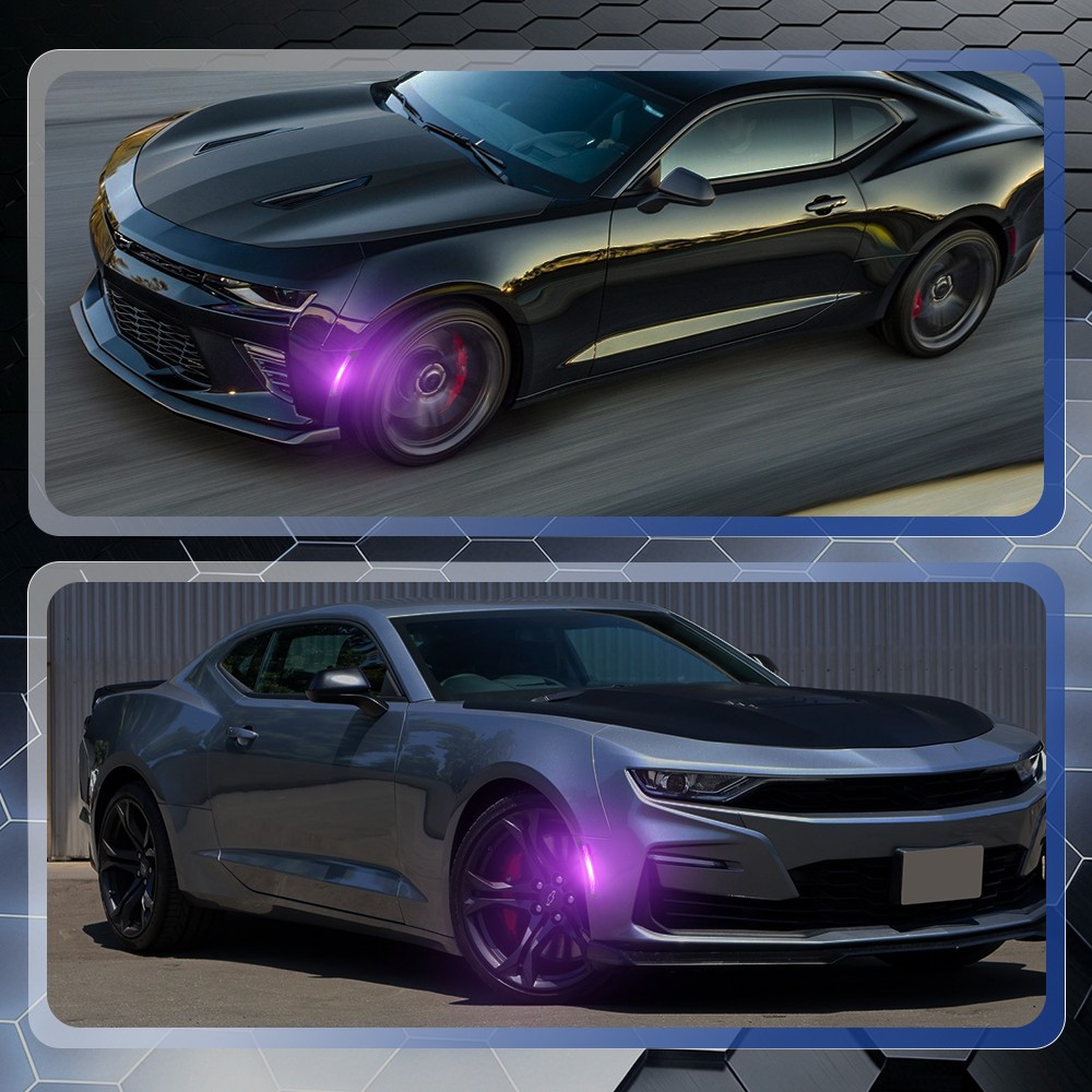 4PC Purple Smoked LED Fender Side Marker Light 23169182 For 16-2023 Chevy Camaro