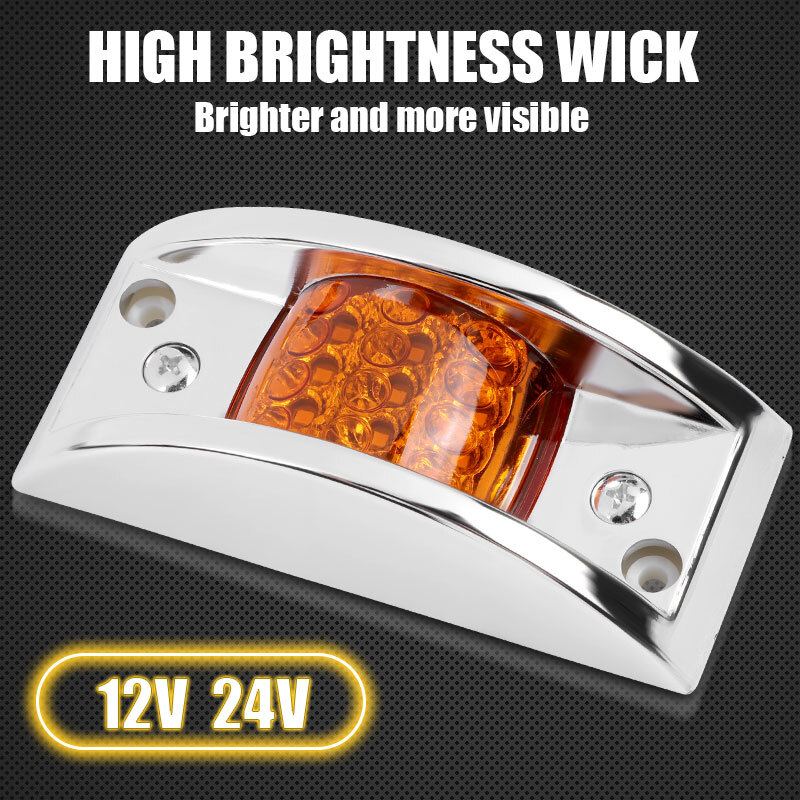Amber/Red/White 12 LED Sealed Chrome Side Marker Truck Trailer Clearance Lights