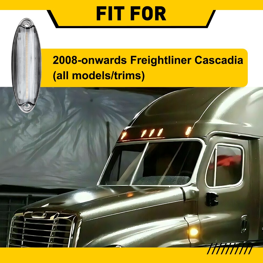5x For Freightliner Cascadia 2008-up LED Roof Clearance Marker Lights Clear Lens