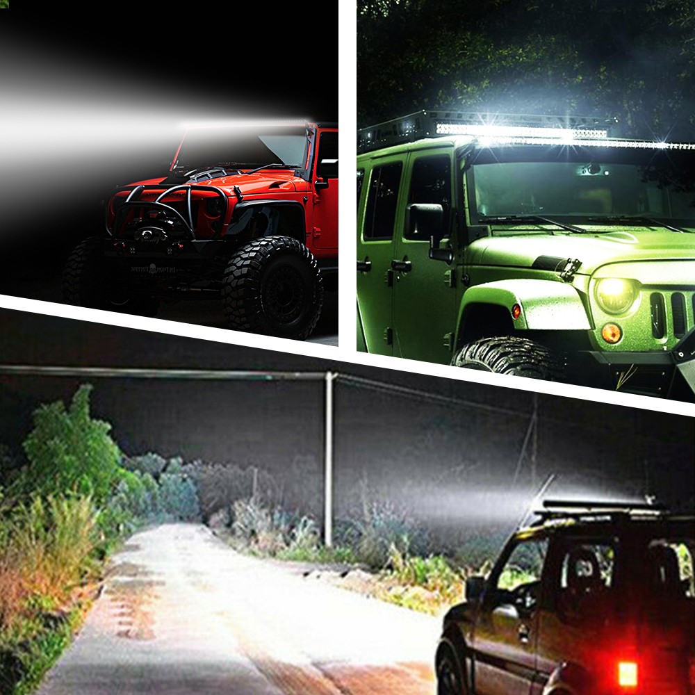Roof 50″ + Bumper 20“ LED Light Bar + 2x 4″ Pods For Jeep Wrangler JK TJ YJ CJ
